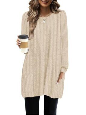 Long Sleeve Tunic Tops for Women with Pockets Loose Fit Sweater Dress